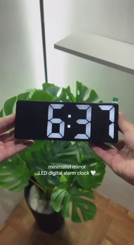 Digital LED Mirror Alarm Clock | Smart Backlight Alarm Clock with Automatic Sensor | Date & Temperature Indoor Multifunctional Alarm