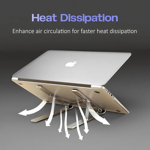 Aluminum Ergonomic Laptop Stand 7-Angle Adjustable Anti-Slip Foldable Up to 17-Inch (Silver)