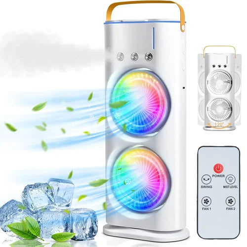 4000mAh Double Ended Spray Fan, Dual Air Fan Rotating With Remote Control